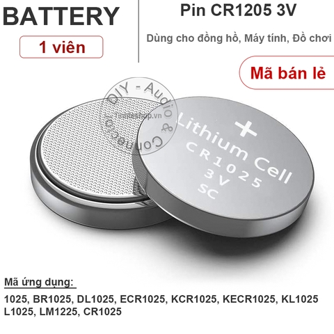 Pin cúc áo CR1025, Pin lithium 1025 3V 1 vỉ 5 viên - Lithium battery CR1025 BR1025 LM102