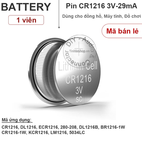 Pin CR1216 3V Davinci, Pin lithium 1216 1 vỉ 5 viên - CR1216 cell coin lithium battery