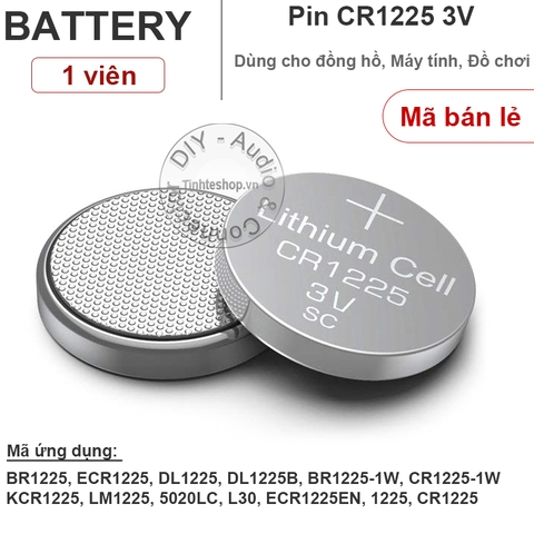 Pin cúc áo CR1225 Pin máy tính 1225 1 vỉ 5 viên - Lithium battery 3V CR1225