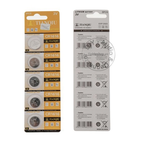 Pin cúc áo CR1616 DL1616 ECR1616 BR1616 DL1616B - Lithium battery 3V CR11616 Tianqiu 1 vỉ 5 viên