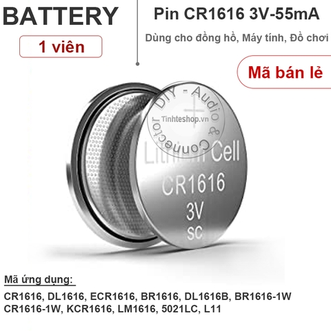 Pin cúc áo CR1616 DL1616 ECR1616 BR1616 DL1616B - Lithium battery 3V CR11616 Tianqiu 1 vỉ 5 viên