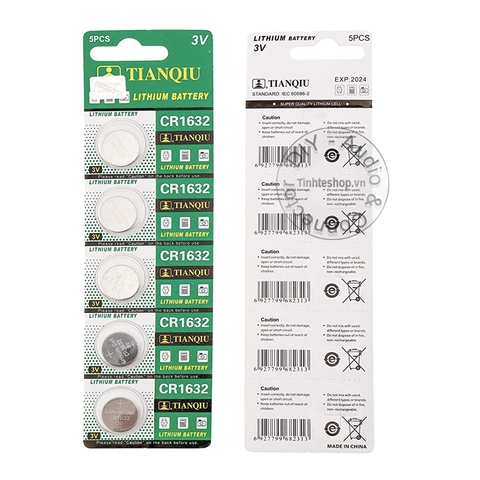 Pin cúc áo CR1632 ECR1632 KCR1632 1632 - Lithium battery 3V CR1632 Tianqiu 1 vỉ 5 viên