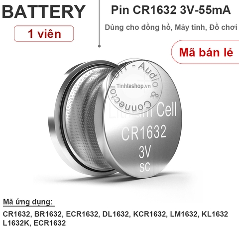 Pin cúc áo CR1632 ECR1632 KCR1632 1632 - Lithium battery 3V CR1632 Tianqiu 1 vỉ 5 viên