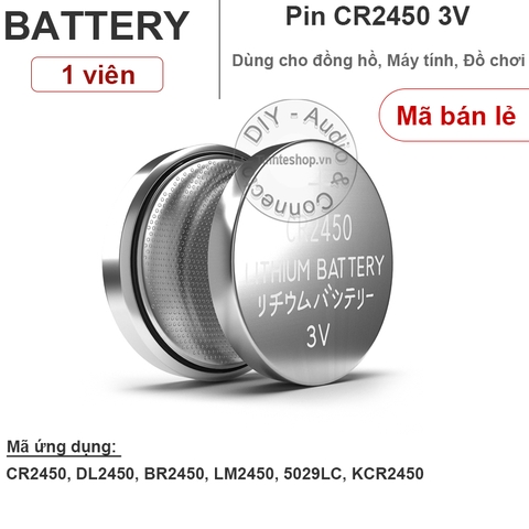 Pin lithium CR2450 Pin điều khiển từ xa 2450 1 vỉ 5 viên - Lithium battery CR2450 DL2450 BR2450