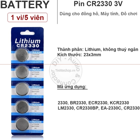 Pin lithium CR2330 Pin điều khiển từ xa 2330 TE 1 vỉ 5 viên - CR2330 BL2330 DL2330 lithium battery