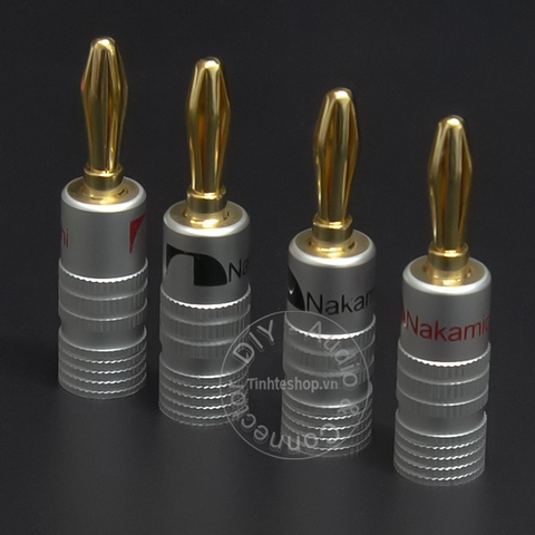 Giắc bắp chuối cắm cho Loa Âm ly DVD nhân đồng mạ vàng 4 chiếc - Audio banana plug