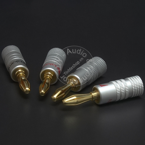 Giắc bắp chuối cắm cho Loa Âm ly DVD nhân đồng mạ vàng 4 chiếc - Audio banana plug