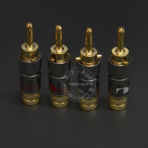 Giắc bắp chuối cắm cho Loa Âm ly cỡ lớn 2 dây OD9mm gold 24K 4 chiếc
