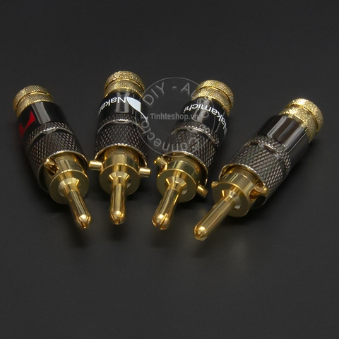 Giắc bắp chuối cắm cho Loa Âm ly cỡ lớn 2 dây OD9mm gold 24K 4 chiếc