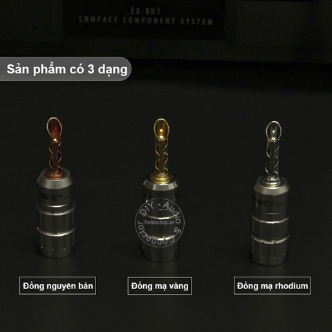 Đầu bấm jack loa bắp chuối răng cưa lõi đồng mạ vàng 24K OD4mm 4 chiếc - Banana plug jack for Speaker Amplifier