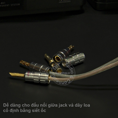 Đầu bấm jack loa bắp chuối răng cưa lõi đồng mạ vàng 24K OD4mm 4 chiếc - Banana plug jack for Speaker Amplifier