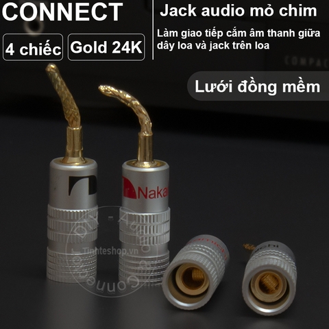 Rắc cắm loa mỏ chim nhân đồng mạ vàng 24K 4 chiếc - 24K 1.5mm gold-plated copper audio and speaker connectors 4PCS