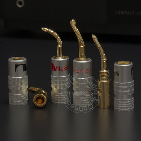 Jack loa mỏ chim mềm 4 chiếc nhân đồng mạ vàng 24K cắm cho Loa Âm ly - 24K gold-plated copper mesh speaker plug