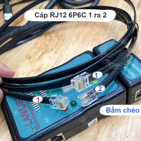 Dây chia RJ12 6P6C bấm chéo cho ngăn kéo tính tiền - RJ12 splitter cable for cash register drawer