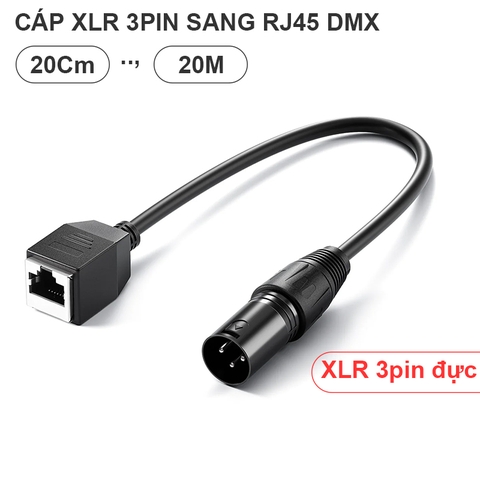 Dây XLR sang RJ45 DMX cho đèn led tube light Godox RGB - 3 Pin DMX XLR Male to RJ45 Female Cable for TL60 TL90C TL120C
