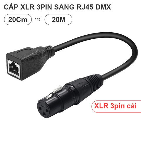 Dây XLR sang RJ45 DMX cho đèn led tube light Godox RGB - 3 Pin DMX XLR Male to RJ45 Female Cable for TL60 TL90C TL120C