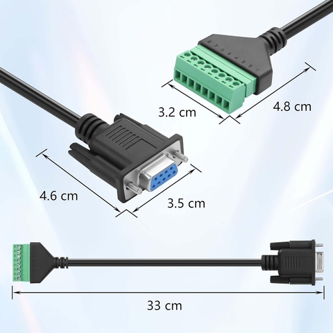 DB9 RS232 D-SUB Male Female to 8 Pin AV Screw Terminal Adapter Solderless Cable