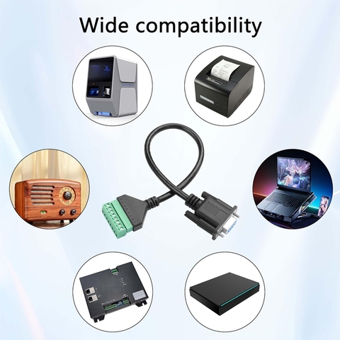 DB9 RS232 D-SUB Male Female to 8 Pin AV Screw Terminal Adapter Solderless Cable