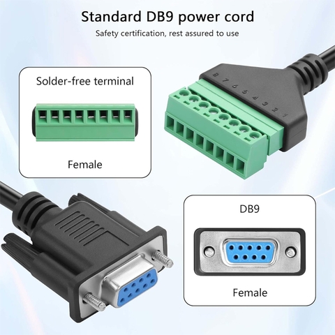 DB9 RS232 D-SUB Male Female to 8 Pin AV Screw Terminal Adapter Solderless Cable