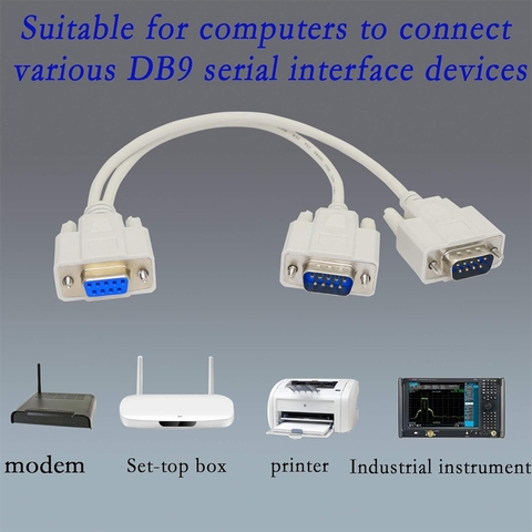 Dây chia cổng RS22 1 ra 2 20cm - DB9 Y Splitter Cable DB9 9 Pin 1 Female to 2 Male Rs232 Serial Splitter Adapter Straight-Through Cable for Connect Various Serial Interface Devices