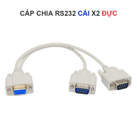 Dây chia cổng RS22 1 ra 2 20cm - DB9 Y Splitter Cable DB9 9 Pin 1 Female to 2 Male Rs232 Serial Splitter Adapter Straight-Through Cable for Connect Various Serial Interface Devices