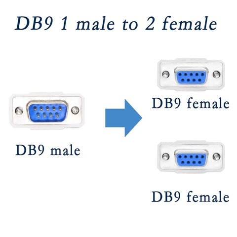 Dây chia cổng RS22 1 ra 2 20cm - DB9 Y Splitter Cable DB9 9 Pin 1 Female to 2 Male Rs232 Serial Splitter Adapter Straight-Through Cable for Connect Various Serial Interface Devices