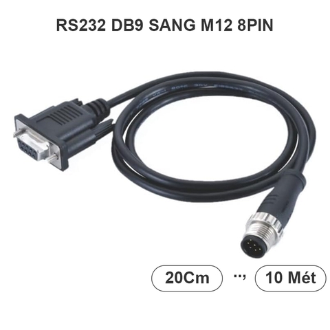 M12 8pin to DB9 RS232 Waterproof Power Industrial Cable Assembly D-Sub 9Pin Female Shielded Cable