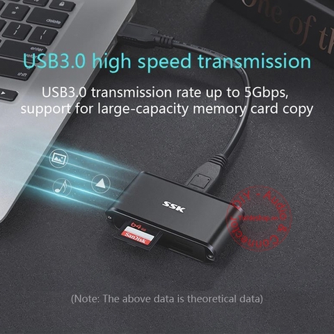 Đầu đọc thẻ nhớ đa năng SD Micro SD TF CF USB 3.0 - Reader card all in one USB 3.0 SSK SCRM-630