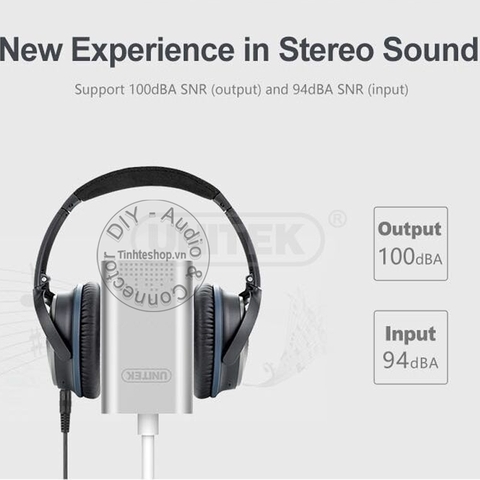 USB-C sang 3.5mm Unitek Y-248 - USB-C External Sound Card Adapter for Stereo Audio