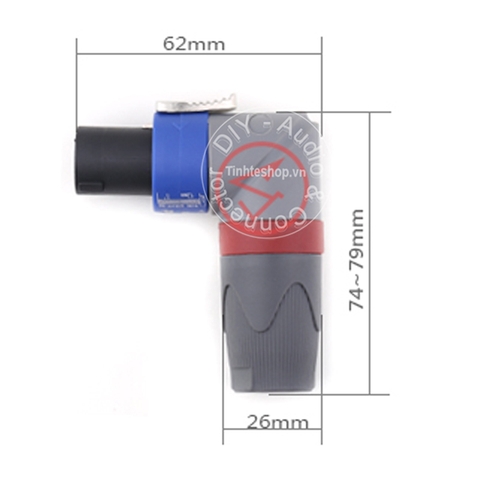 Giắc loa speakon cong bẻ góc 4pin Jiasound 302C-R 1 chiếc - 4 Pole Right Angle Speakon