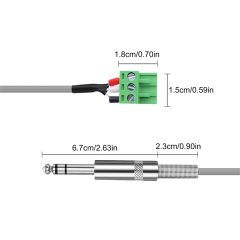 Cáp 6.5mm TRS sang 3pin terminal block - Phoenix 6.35mm TRS to 3-pin audio cable