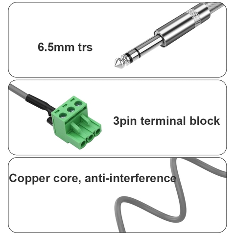 Cáp 6.5mm TRS sang 3pin terminal block - Phoenix 6.35mm TRS to 3-pin audio cable