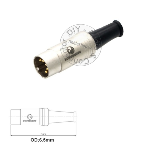 Đầu MIDI DIN 5pin nhân đồng mạ vàng 24K YongSheng YS322G - MIDI DIN 5pin male connector