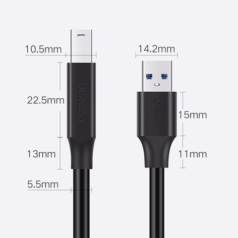 Cáp USB 3.0 AM-BM cho HDD box Docking 2 mét Ugreen US210 10372 - USB 3.0 type-A male to type-B male cable