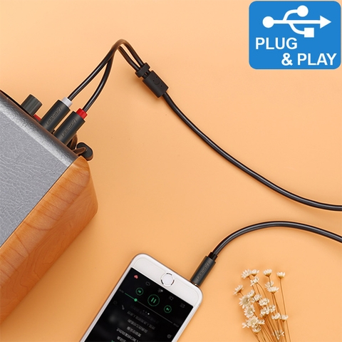 Dây âm thanh 3.5mm ra 2 đầu AV RCA Ugreen AV102 1M 1.5M 2M 3M 5M 10M