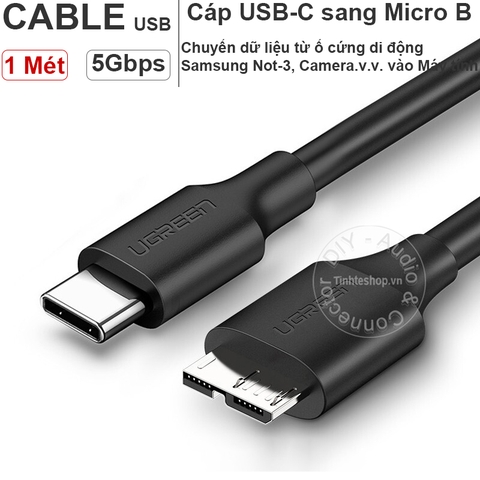 Cáp USB type-C 3.1 ra USB 3.0 Micro B cho HDD box ổ cứng di động 1 mét Ugreen US312 20103