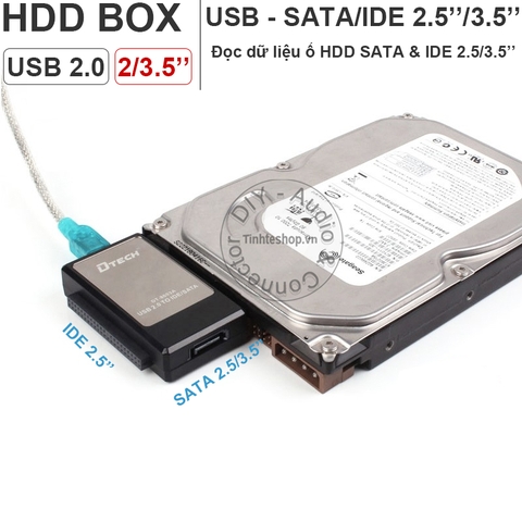 USB sang SATA IDE 2.5 3.5'' DTECH DT-8003A - Cáp đọc ổ cứng SATA ATA DVD-R 2.5/3.5''