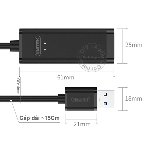 USB 3.0 sang LAN gigabit Unitek Y-3470BK - USB to RJ45 adapter gigabit