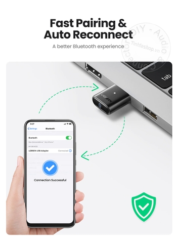 USB bluetooth 5.0 Ugreen CM390 80889 âm thanh HD kết nối 5 thiết bị