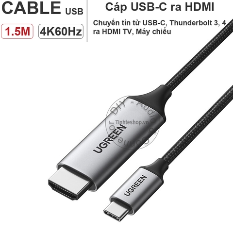 USB C ra HDMI 4K 30Hz 1.5 mét Ugreen MM121 30841 - Thunderbolt 3 to HDMI 4K@30Hz