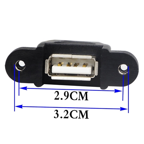 USB female connector with ear fixation XH2.54-4p white small terminal plug chassis panel extension cable