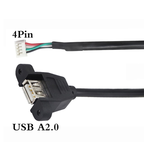USB female connector with ear fixation XH2.54-4p white small terminal plug chassis panel extension cable