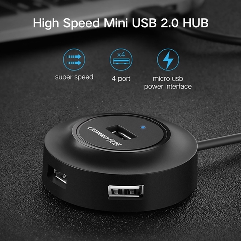 Bộ chia 4 cổng USB 2.0 Ugreen CR106 20277 cáp dài 1 mét có hỗ trợ nguồn ngoài