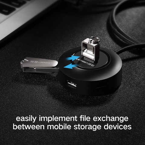 Bộ chia 4 cổng USB 2.0 Ugreen CR106 20277 cáp dài 1 mét có hỗ trợ nguồn ngoài