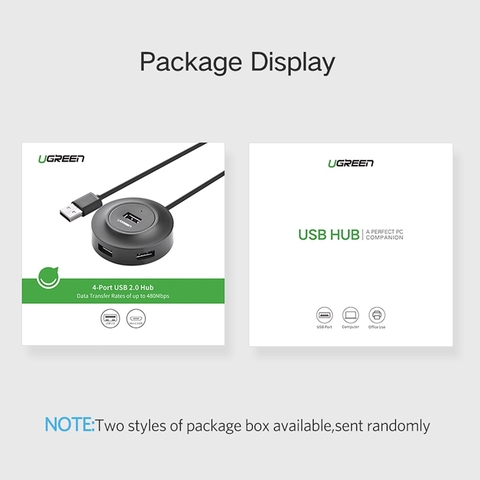 Bộ chia 4 cổng USB 2.0 Ugreen CR106 20277 cáp dài 1 mét có hỗ trợ nguồn ngoài