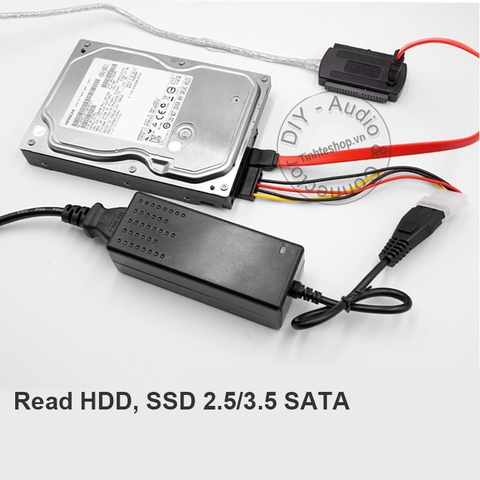 SATA IDE 2.5/3.5 sang USB 2.0 hỗ trợ nguồn ngoài 12V-2.5A - USB to SATA IDE