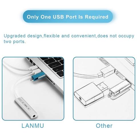 USB ra 3.5mm sound card âm thanh vòm 7.1 - USB External Sound Card 3.5mm Audio Interface Microphone Headphone