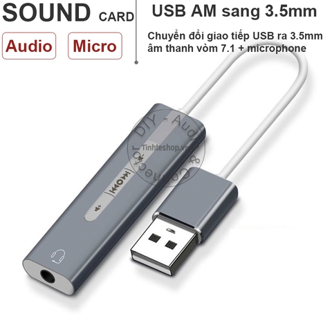 USB ra 3.5mm sound card âm thanh vòm 7.1 - USB External Sound Card 3.5mm Audio Interface Microphone Headphone