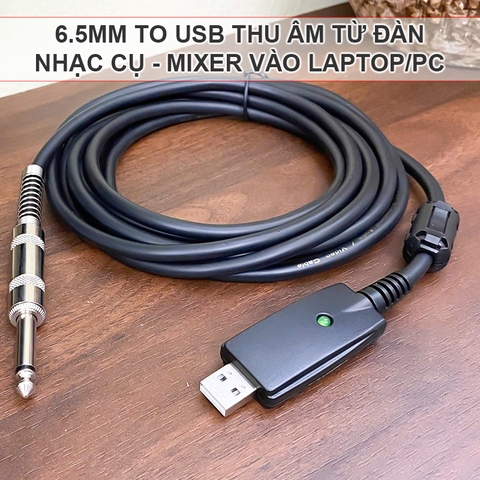 Dây thu âm từ Đàn ghita  Đàn organ Mixer Nhạc cụ vào Máy tính - Convert USB to 6.5mm audio recording to your computer.