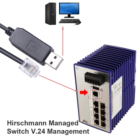 Cáp lập trình Switch Hirschmann - USB Serial Cable for Hirschmann Managed Switch, RS232 to RJ11, V.24 Management Configuration